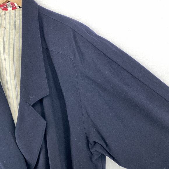 BYBLOS Blazer 6 Wool Double Breasted Pleated Back Jacket Blue Italy Vintage 80s - Picture 6 of 16